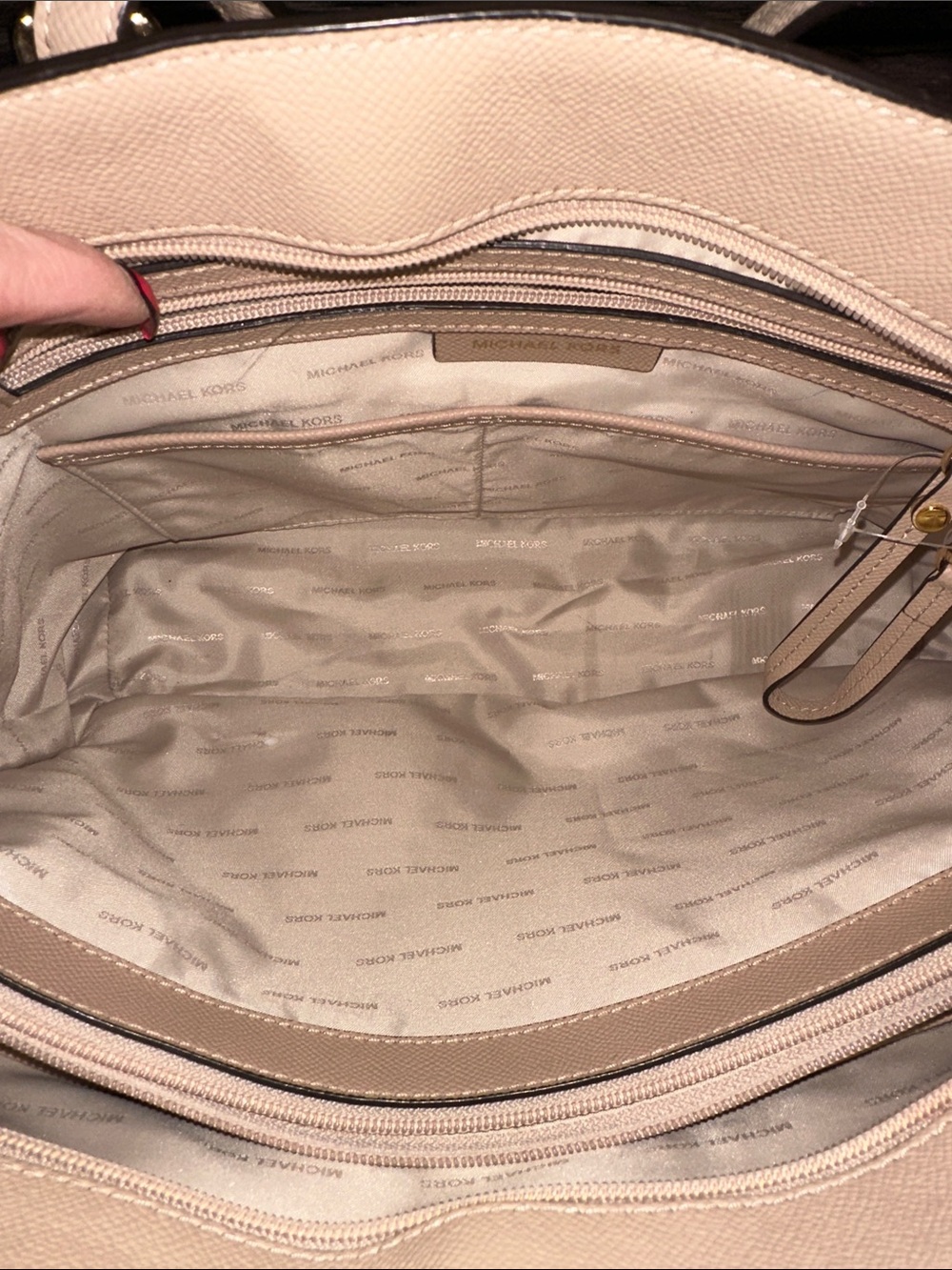 Michael Kors Tan Pebbled Leather Tote with MK Charm - Picture 7 of 9